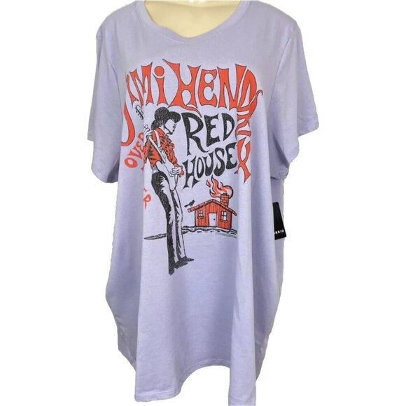 Authentic Hendrix +6 Purple Red House Jimi Hendrix Graphic Short Sleeve T-Shirt - Picture 2 of 6